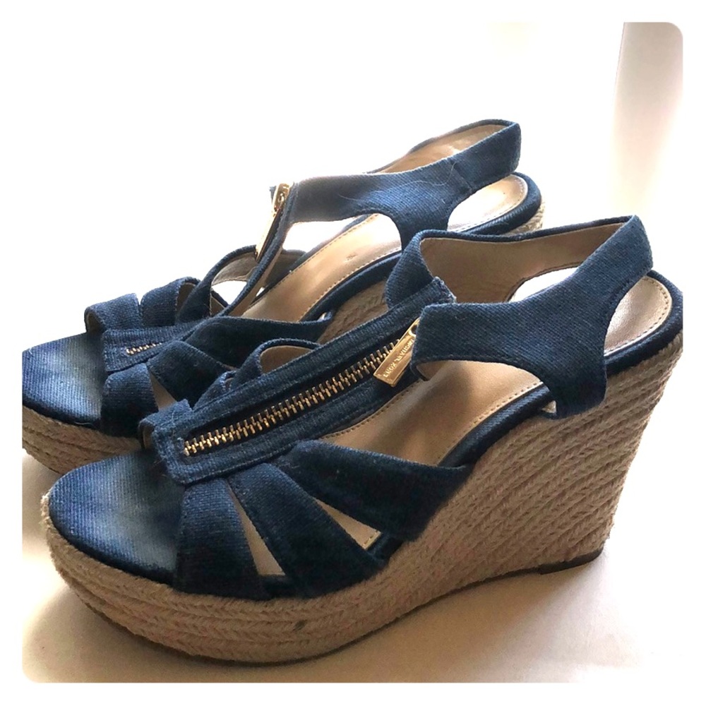 Michael Kors Strappy wedge blue sandals size 5